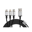 ΚΑΛΩΔΙΟ USB ΦΟΡΤΙΣΗΣ CERBERO 100 cm (3 ΑΝΤΑΠΤΟΡΕΣ TYPE C/APPLE/MICRO USB - 8 PIN) SILVER LINE