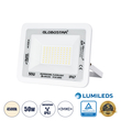 GloboStar® ATLAS 61420 Επαγγελματικός Προβολέας LED 50W 6000lm 120° AC 220-240V - Αδιάβροχος IP67 - Μ21 x Π3.5 x Υ16cm - Λευκό - Φυσικό Λευκό 4500K - LUMILEDS Chips - TÜV Rheinland Certified - 5 Years Warranty