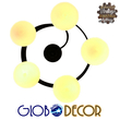 GloboStar® SELINA 01090 Μοντέρνο Φωτιστικό Οροφής Πολύφωτο Μαύρο Μεταλλικό με Λευκό Γυαλί Φ63 x Y47cm