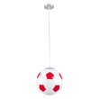 GloboStar® FOOTBALL 00646 Μοντέρνο Κρεμαστό Παιδικό Φωτιστικό Οροφής Μονόφωτο 1 x E27 Κόκκινο Λευκό Γυάλινο Φ25 x Υ25cm