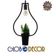 GloboStar® FLOWERPOT 10001210 Μοντέρνο Κρεμαστό Φωτιστικό Οροφής Μονόφωτο 1 x E27 Μαύρο Μεταλλικό με Διακοσμητικό Φυτό Φ27 x Y40cm