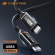 CABLETIME καλώδιο USB-C σε USB-C CT-USB4, 240W, 40Gbps, 8K/60Hz, USB4, 1m, μαύρο