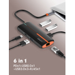 LDNIO USB hub DS-26U με θύρα δικτύου, 6 θυρών, USB-C σύνδεση, 100W PD, λευκό