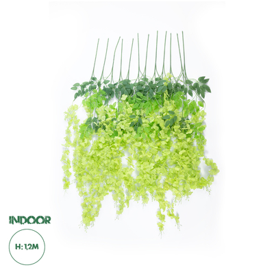 GloboStar® Artificial Garden GREEN WISTERIA FLOWER BRANCH 21514 Σετ 12 Τεχνητά Διακοσμητικά κλαδιά Βιστέριας Πράσινο Φ45 x Υ120cm