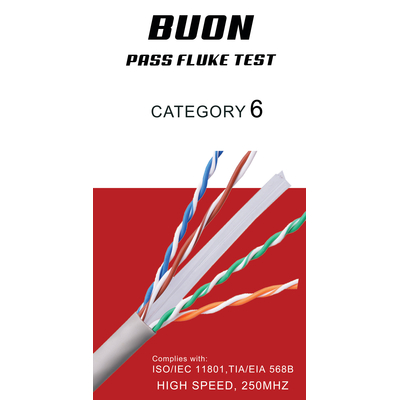 BUON 30 PET OUTDOOR  UTP CAT6 CABLE WITH PASS FLUKE TEST CCA 0.57MM 23AWG CCA 100Μ  (Double Jacket) - BUON30