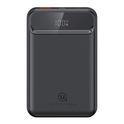 USAMS power bank US-CD214, 2x έξοδοι, wireless, 10000mAh, 20W, μαύρο