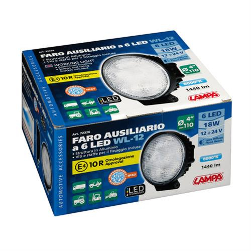 ΠΡΟΒΟΛΕΑΣ ΕΡΓΑΣΙΑΣ  WL-12 18W 1440LM 12/24V ΜΕ 6 LED ΔΙΑΘΛΑΣΗΣ 6.000K (137 x 116 x 47mm) ΣΤΡΟΓΓΥΛΟΣ -1ΤΕΜ.