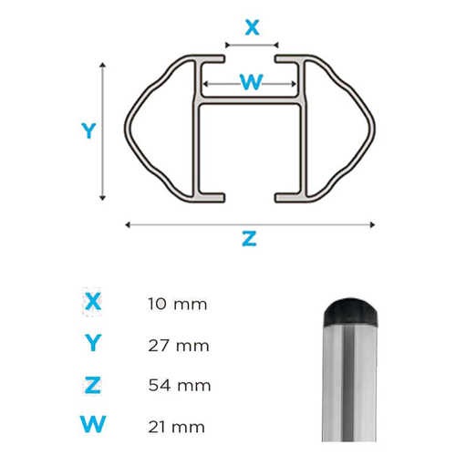 ΜΠΑΡΕΣ ΟΡΟΦΗΣ ΑΛΟΥΜΙΝΙΟΥ DOZER XXL 150 cm MENABO (STANDARD RAILING/RAISED RAILS) - 2 ΤΕΜ.