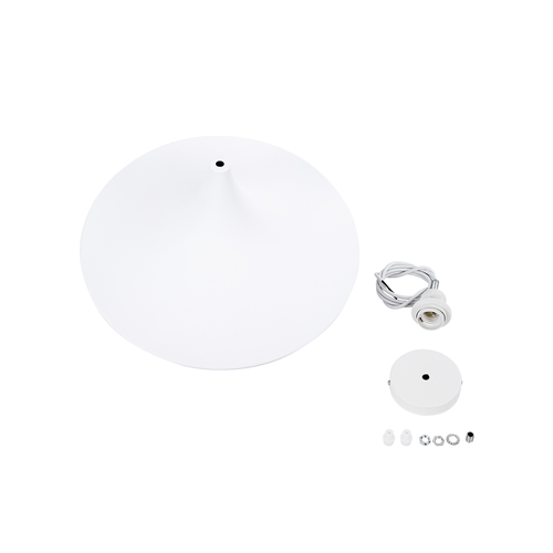 GloboStar® SHANGHAI WHITE 01026-B Μοντέρνο Κρεμαστό Φωτιστικό Οροφής Μονόφωτο 1 x E27 Λευκό Μεταλλικό Καμπάνα Φ37 x Υ17cm