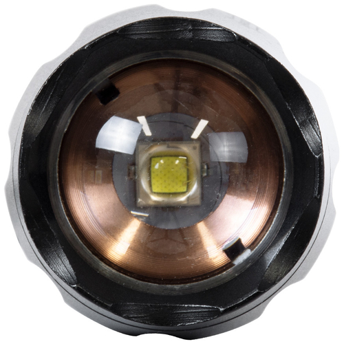 GloboStar® 79041 Φορητός Φακός Χειρός XM-L2 LED CREE 10W με Επαναφορτιζόμενη Μπαταρία 3000mAh & Φορτιστή Πρίζας - Zoom x1 έως x2000 - Ψυχρό Λευκό 6000K - Φ4 x Υ13.5cm