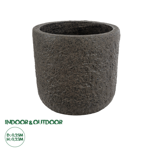 GloboStar® Artificial Garden LUCCA 20755 Επιδαπέδιο Πολυεστερικό Τσιμεντένιο Κασπώ Γλάστρα - Flower Pot Καφέ Φ25 x Υ23cm