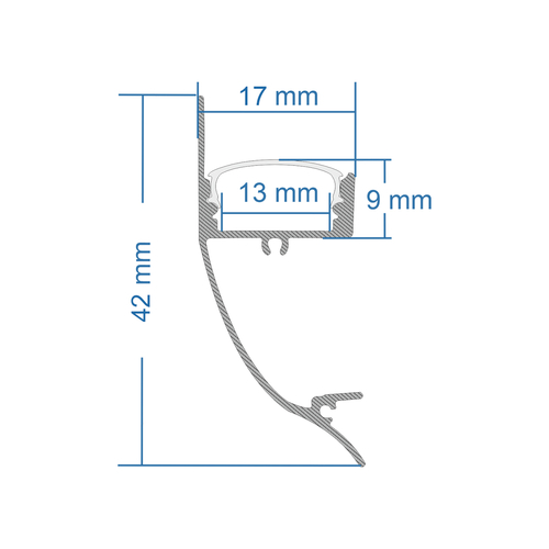 GloboStar® SURFACE-PROFILE 70857-3M Προφίλ Αλουμινίου - Βάση & Ψύκτρα Ταινίας LED με Λευκό Γαλακτερό Κάλυμμα - Επιφανειακή Χρήση Δημιουργίας Κρυφού Φωτισμού - Πατητό Κάλυμμα - Ασημί - 3 Μέτρα - Πακέτο 5 Τεμαχίων - Μ300 x Π1.7 x Υ4.2cm