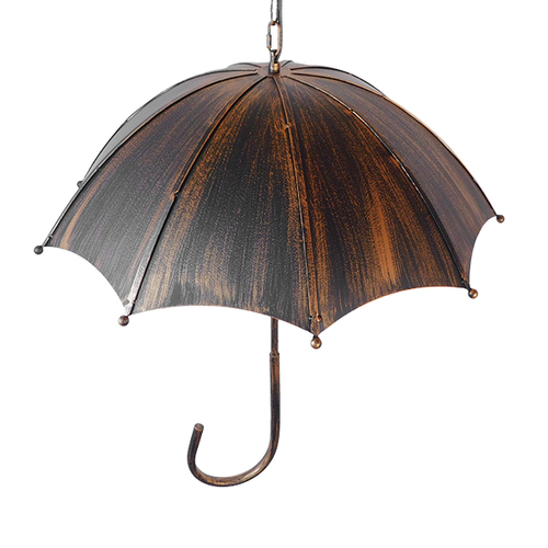 GloboStar® UMBRELLA 01406 Vintage Industrial Κρεμαστό Φωτιστικό Οροφής Πολύφωτο 5 x E27 Μαύρο Καφέ Σκουριά Μεταλλικό Φ58 x Υ60cm