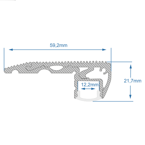 GloboStar® STAIR-PROFILE 70823-3M Προφίλ Αλουμινίου - Βάση & Ψύκτρα Ταινίας LED με Λευκό Γαλακτερό Κάλυμμα - Χρήση σε Σκαλοπάτια - Πατητό Κάλυμμα - Ασημί - 3 Μέτρα - Μ300 x Π6 x Υ2.1cm