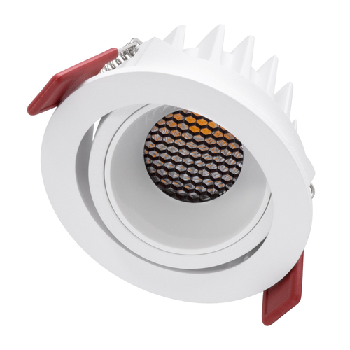 GloboStar® LEO-R 60285 Χωνευτό LED Spot Downlight TrimLess Φ8.5cm 10W 1250lm 38° AC 220-240V IP20 Φ8.5 x Υ6.6cm - Στρόγγυλο - Κινούμενο - Λευκό & Anti-Glare HoneyComb - Θερμό Λευκό 2700K - Bridgelux COB - 5 Years Warranty