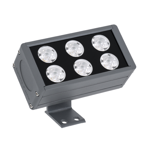 GloboStar® FLOOD-DANY 90376 Προβολέας Wall Washer για Φωτισμό Κτιρίων LED 24W 2280lm 5° DC 24V Αδιάβροχο IP65 Μ16 x Π9.5 x Υ7.5cm Φυσικό Λευκό 4500K - Γκρι Ανθρακί - 3 Χρόνια Εγγύηση