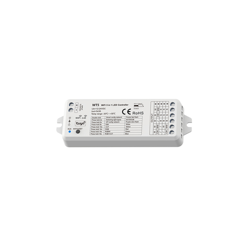 GloboStar® 73010 WT5 SKYDANCE DC WiFi & RF 2.4Ghz Dimmer High Speed Controller 5 Καναλιών DC 12-24V 5 x 3A 72W - Max 15A 360W - IP20 Μ10 x Π4 x Υ2cm - 5 Years Warranty