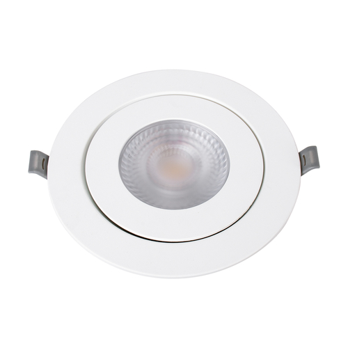 GloboStar® LEXIS JOINT 60989 Χωνευτό LED Κινούμενο Spot Downlight 12W 1140lm 45° AC 220-240V IP44 Φ15.8cm x Υ4.1cm - Στρόγγυλο - Λευκό - Θερμό Λευκό 2700K - Bridgelux Chip - TÜV Certified Driver - 5 Years Warranty