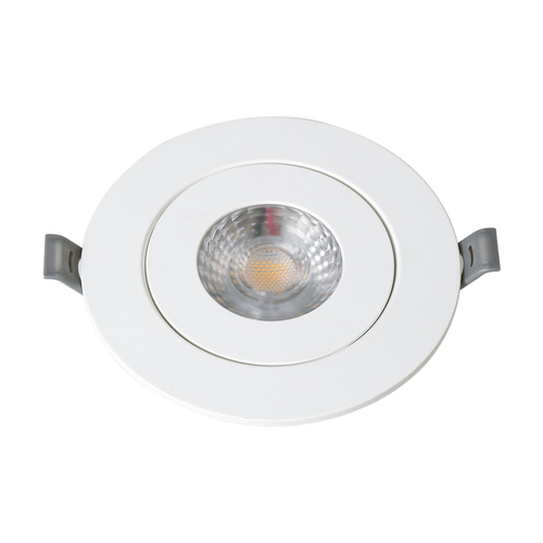 GloboStar® LEXIS JOINT 60991 Χωνευτό LED Κινούμενο Spot Downlight 7W 660lm 45° AC 220-240V IP44 Φ12cm x Υ3.1cm - Στρόγγυλο - Λευκό - Θερμό Λευκό 2700K - Bridgelux Chip - TÜV Certified Driver - 5 Years Warranty