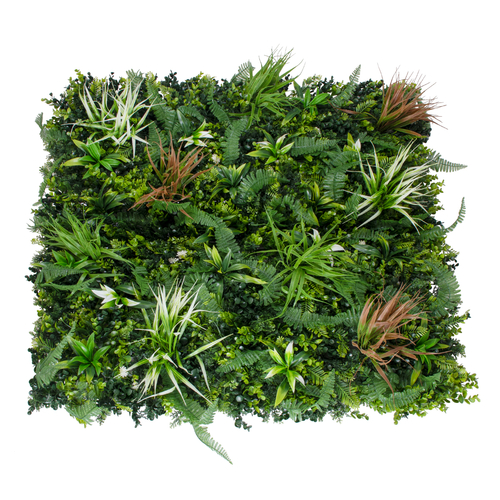 GloboStar® Artificial Garden JUNGLE FERN 20351 Τεχνητό Διακοσμητικό Πάνελ Φυλλωσιάς - Κάθετος Κήπος σύνθεση Ζούγκλα Φτέρης Μ100 x Π100 x Υ20cm