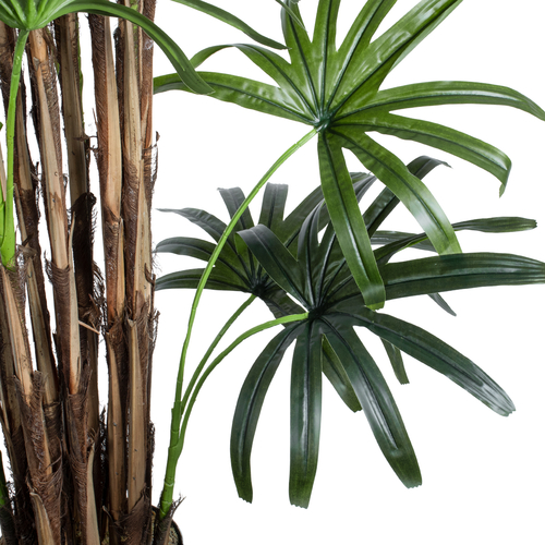 GloboStar® Artificial Garden BROADLEAF LADY PALM TREE 20384 Τεχνητό Διακοσμητικό Φυτό Πλατύφυλλος Φοίνικας Μπαμπού Υ300cm