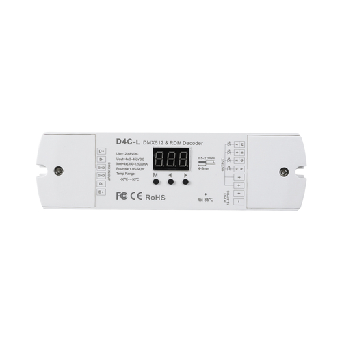 GloboStar® 73146 D4C-L SKYDANCE DC DMX512 Constant Current & RDM Decoder 4 Καναλιών DC 12-48V 4 x 1A 54W - Max 4A 216W - IP20  Μ17 x Π5 x Υ2.5cm - 5 Χρόνια Εγγύηση