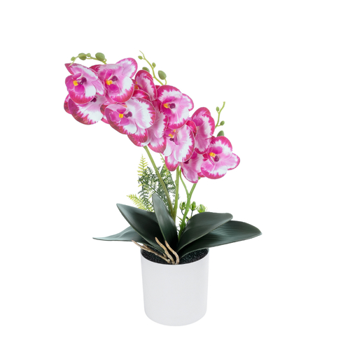 GloboStar® Artificial Garden PINK + FUCHSIA ORCHID 21079 Διακοσμητικό Φυτό Ροζ - Φούξια Ορχιδέα Υ45cm