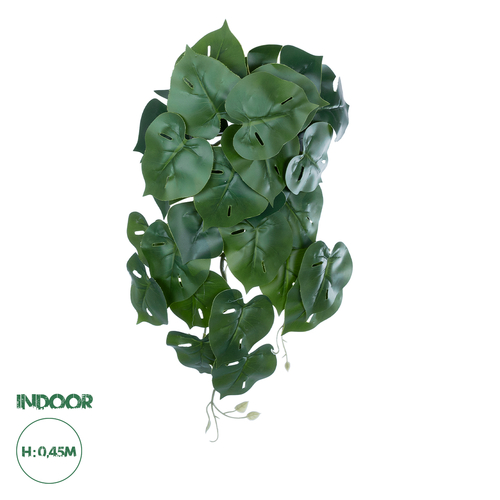 GloboStar® Artificial Garden MONSTERA HANGING PLANT 20613 Τεχνητό Διακοσμητικό Κρεμαστό Φυτό Μονστέρα Υ45cm