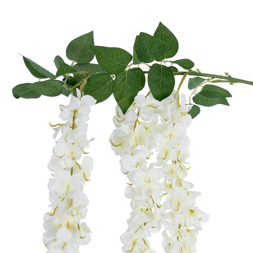 GloboStar® Artificial Garden WHITE WISTERIA FLOWER BRANCH 21516 Τεχνητό Διακοσμητικό κλαδί Βιστέρια Λευκό Φ45 x Υ164cm