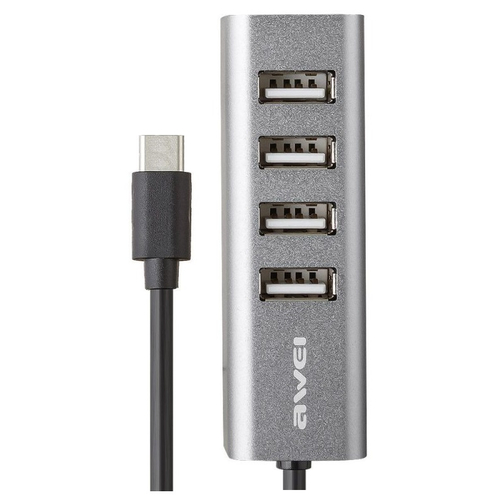 Αντάπτορας USB 2.0 Hub με 4 θύρες - Type-C - CL-122T - AWEI - 888070