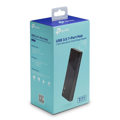 TP-LINK USB hub UH700, 7x θυρών, 5Gbps, 5V/1.5A, USB σύνδεση, μαύρο