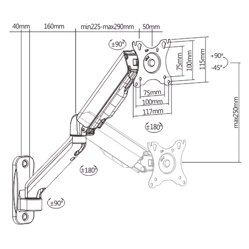 BRATECK επιτοίχια βάση LDA32-112, για οθόνη 17"-32", 9kg