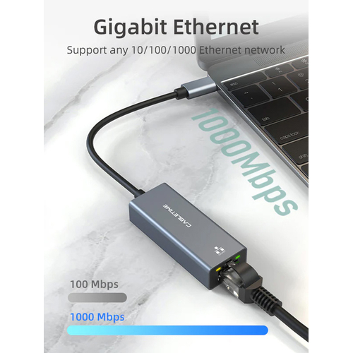 CABLETIME αντάπτορας δικτύου CT-CML1000, USB-C, 1000Mbps Ethernet, γκρι