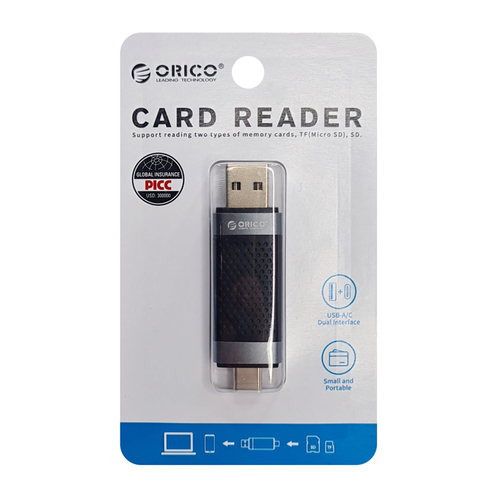 ORICO card reader CD2D-AC3 για SD & Micro SD, USB-C & USB 3.0, μαύρο