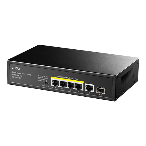 CUDY PoE+ switch GS1005PTS1, 5-port PoE+, 1x SFP, 120W, V1.0