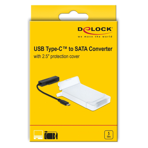 DELOCK αντάπτορας USB-C σε SATA 64084 με θήκη για 2.5" HDD/SSD, 6Gbps