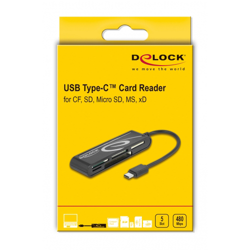 DELOCK card reader 91739 για micro SD/SD/CF/MS/xD, USB-C, μαύρο