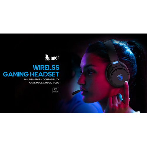 SADES gaming headset Runner, wireless & wired, multiplatform, BT, μαύρο