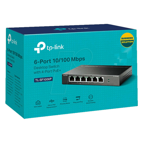 TP-LINK desktop switch TL-SF1006P, 6-Port 10/100Mbps, 4x PoE+, Ver. 1.0