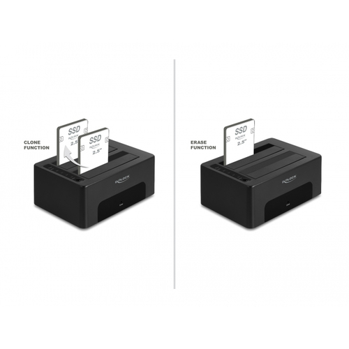 DELOCK docking station 64187, clone/erase function, 2x SSD/HDD, 5Gb/s