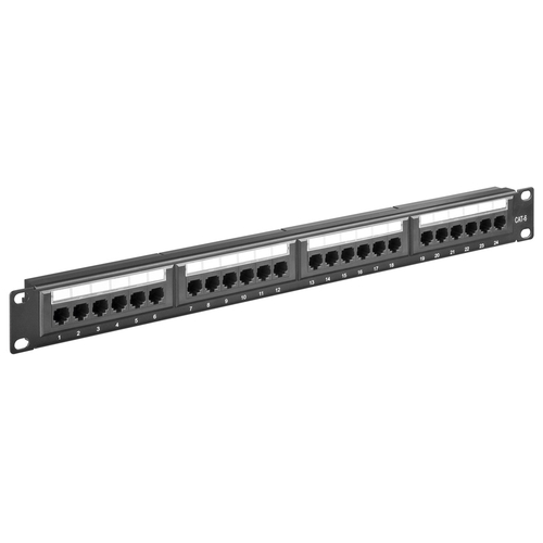 GOOBAY patch panel 93866 19"/1U, 24x ports, CAT 6 UTP, μαύρo