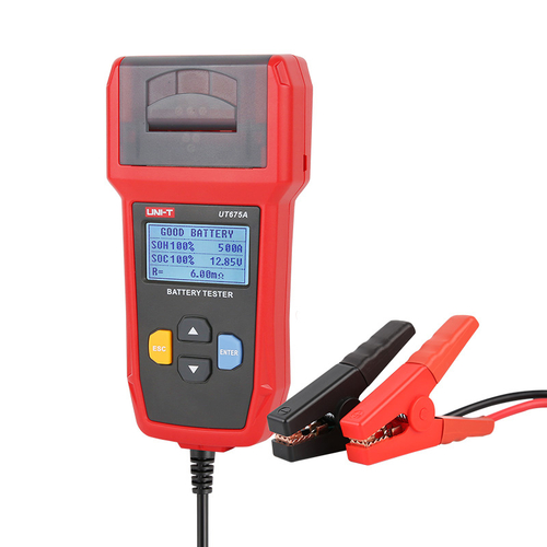 UNI-T tester μπαταρίας αυτοκινήτων UT675A με κροκοδειλάκια & εκτυπωτή