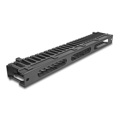 DELOCK cable management 67022 για rack 19"/1U, 3 ανοίγματα, μεταλλικό/πλαστικό, μαύρο