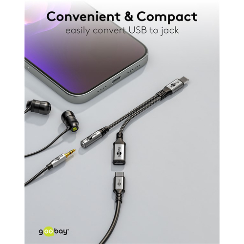 GOOBAY αντάπτορας USB-C σε 3.5mm & USB-C 74524, 60W, 480Mbps, γκρι