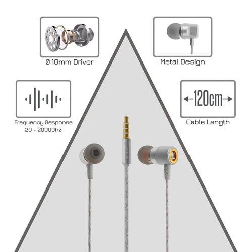 Metal Stereo Hi-Fi Handsfree M13 Silver