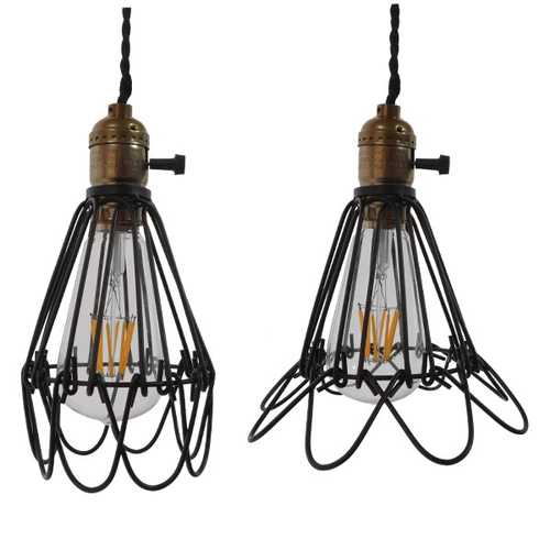 GloboStar® FLOWER BLACK 01181 Vintage Industrial Κρεμαστό Φωτιστικό Οροφής Μαύρο Μεταλλικό Πλέγμα Φ10 x Y20cm